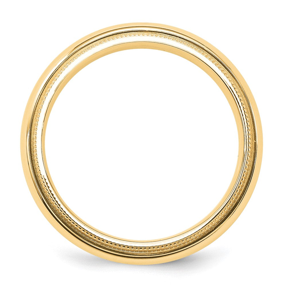 10k Yellow Gold 5mm Milgrain Half Round Comfort Fit Wedding Band Size 8