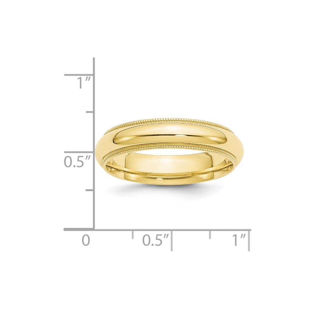10k Yellow Gold 5mm Milgrain Half Round Comfort Fit Wedding Band Size 8