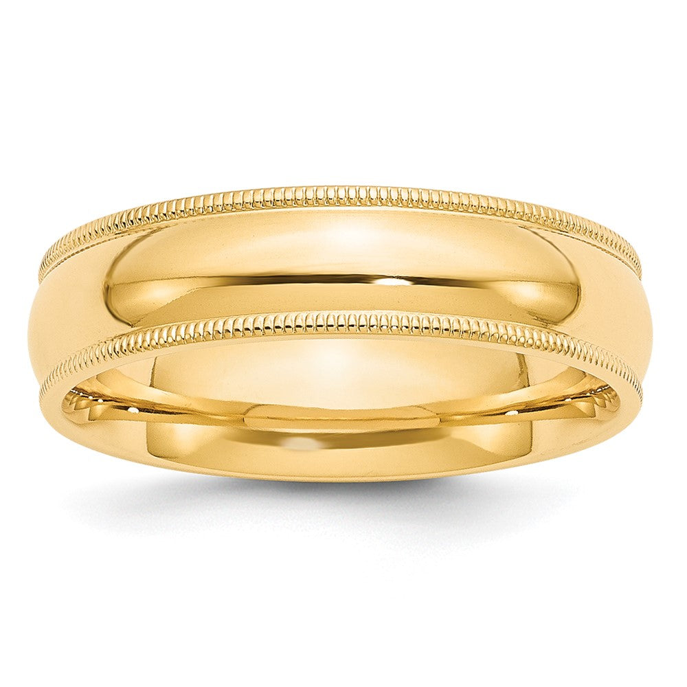 10k Yellow Gold 6mm Milgrain Half Round Comfort Fit Wedding Band Size 11.5