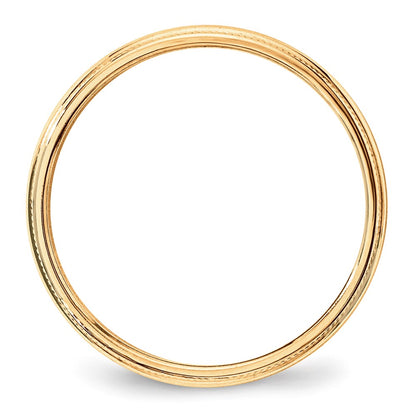 10k Yellow Gold 3mm Lightweight Milgrain Half Round Wedding Band Size 4.5