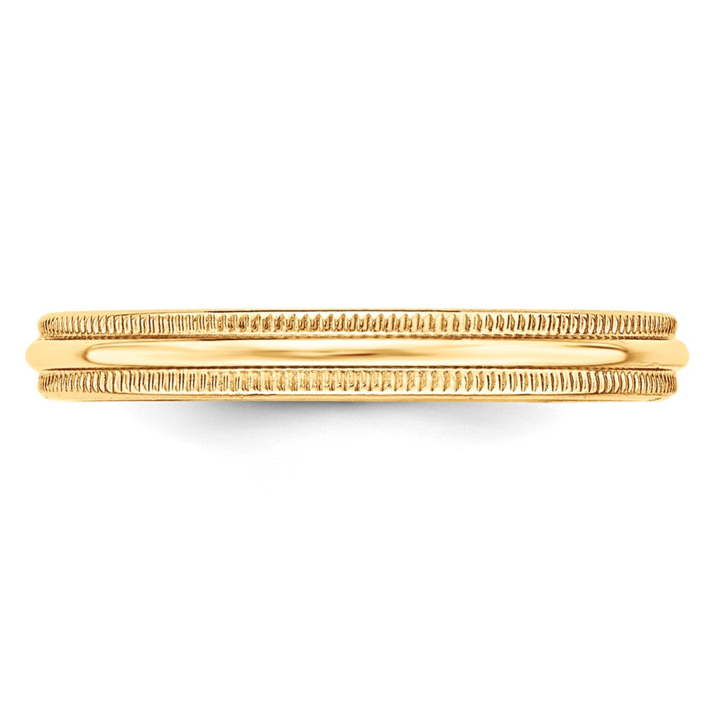 10k Yellow Gold 3mm Lightweight Milgrain Half Round Wedding Band Size 7