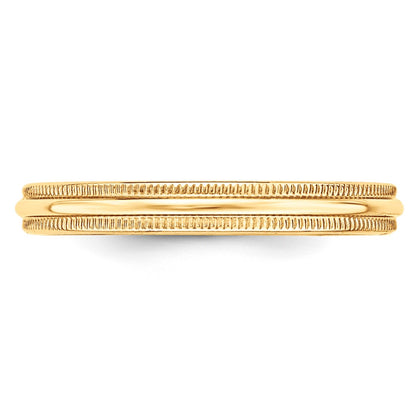 10k Yellow Gold 3mm Lightweight Milgrain Half Round Wedding Band Size 7