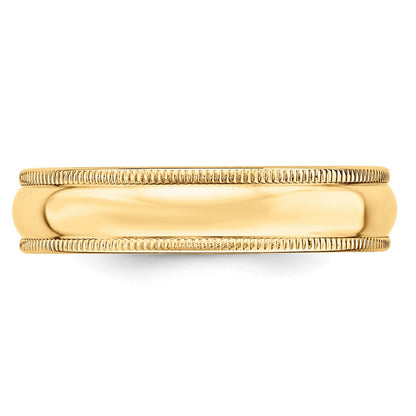 10k Yellow Gold 5mm Lightweight Milgrain Half Round Wedding Band Size 12