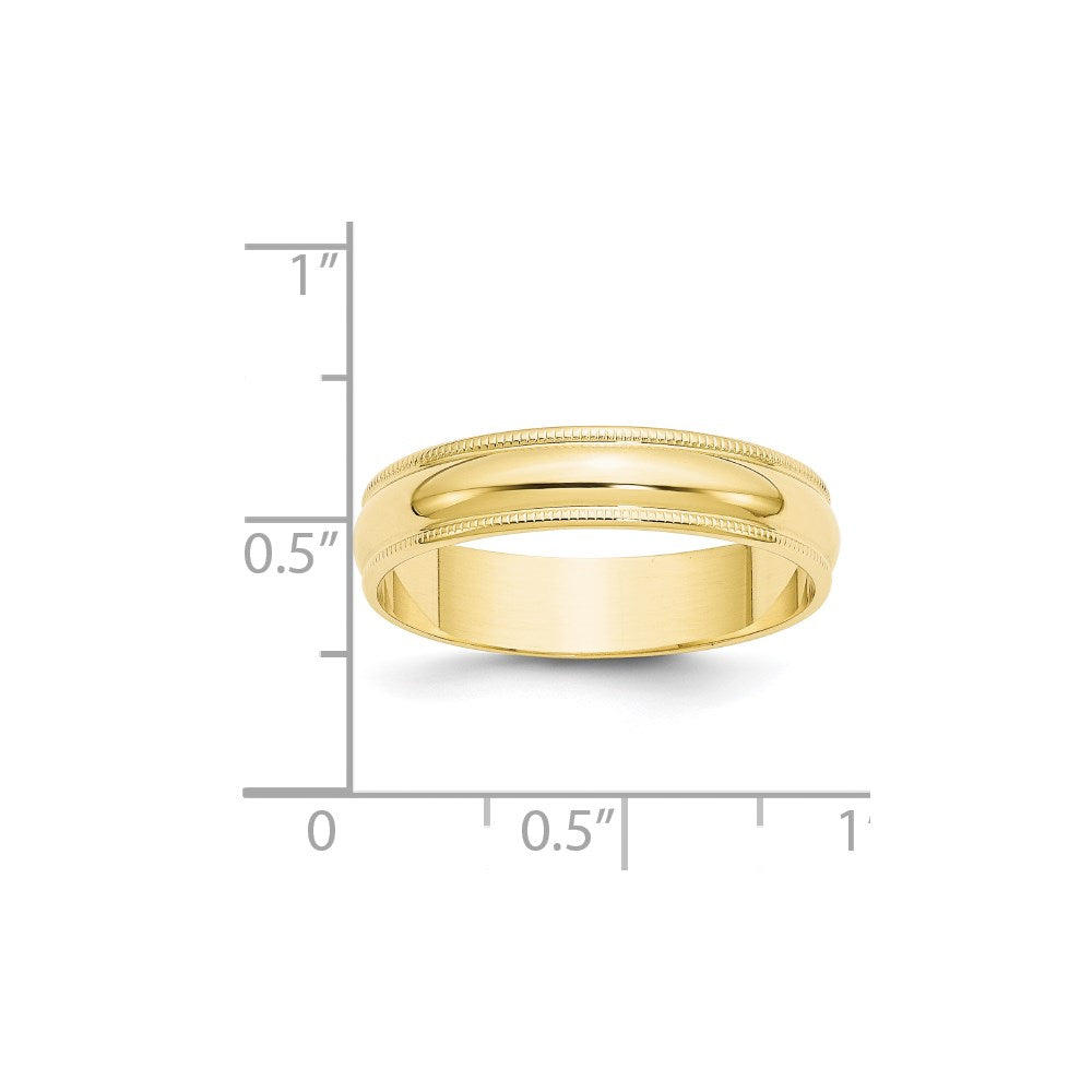 10k Yellow Gold 5mm Lightweight Milgrain Half Round Wedding Band Size 5.5