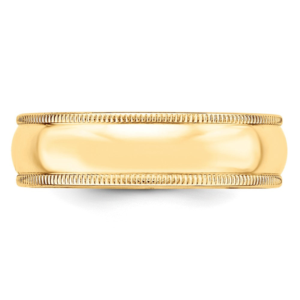 10k Yellow Gold 6mm Lightweight Milgrain Half Round Wedding Band Size 10.5
