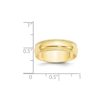 10k Yellow Gold 6mm Lightweight Milgrain Half Round Wedding Band Size 11