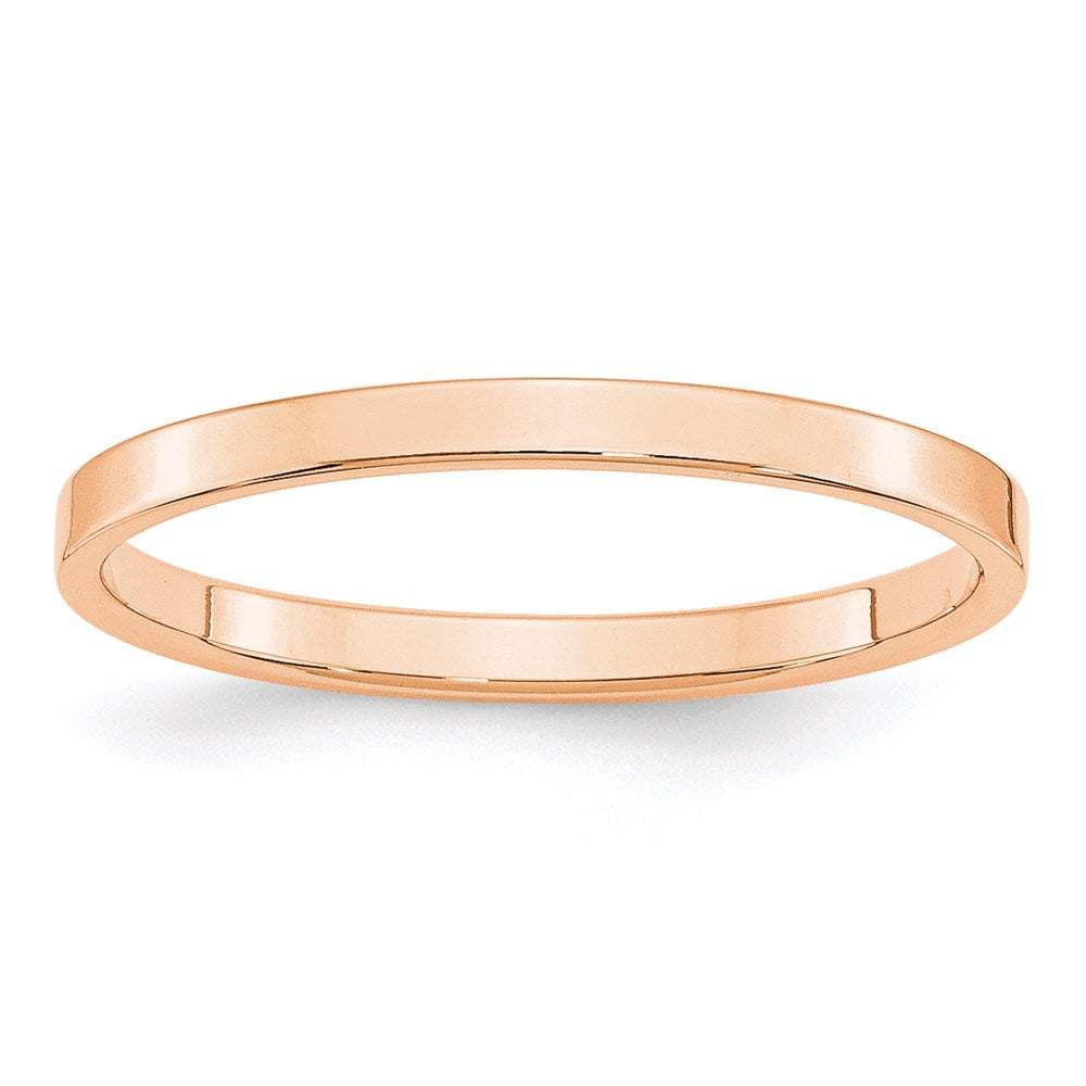10k Rose Gold 2mm Lightweight Flat Wedding Band Size 6.5