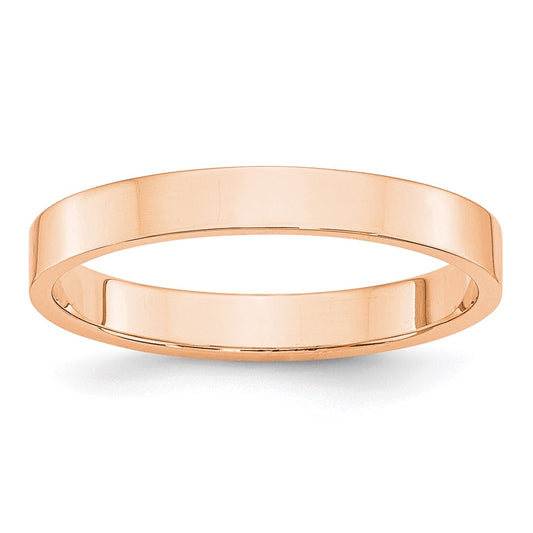 10k Rose Gold 3mm Lightweight Flat Wedding Band Size 4.5