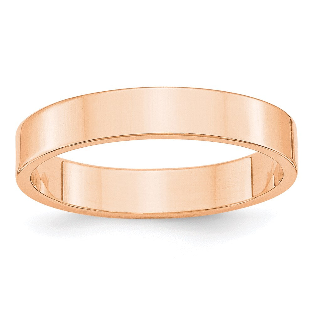 10k Rose Gold 4mm Lightweight Flat Wedding Band Size 7.5