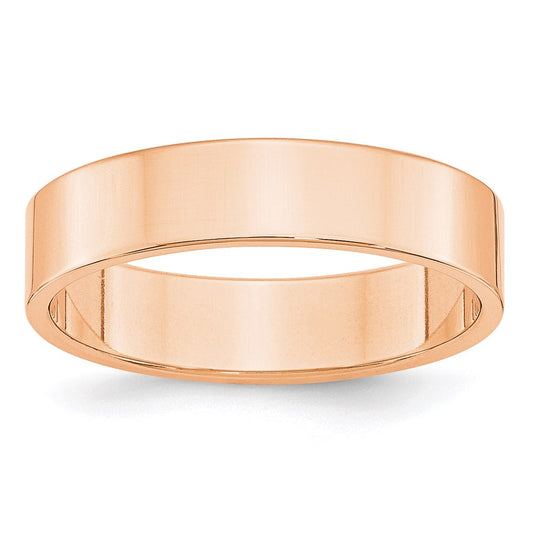 10k Rose Gold 5mm Lightweight Flat Wedding Band Size 10.5