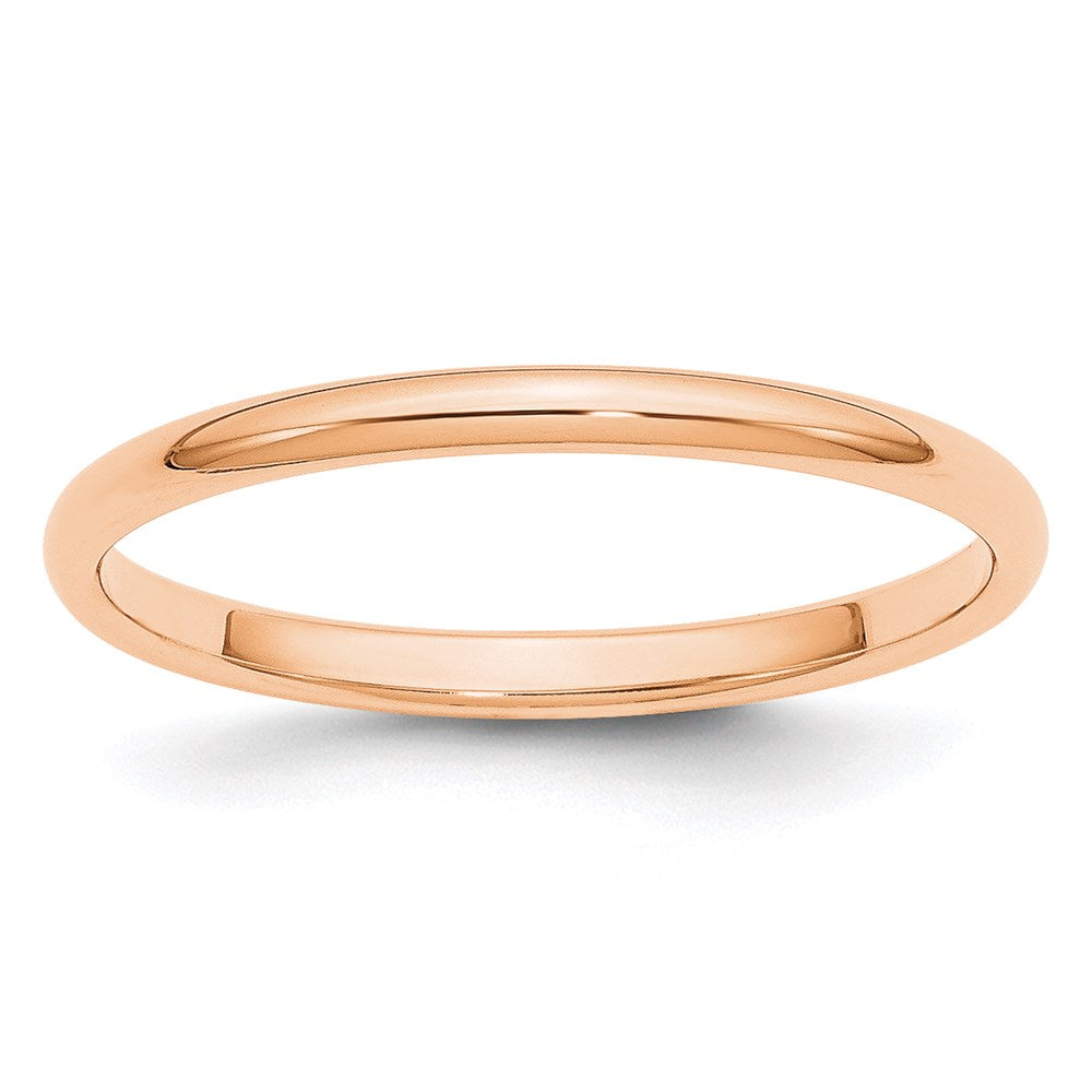 10k Rose Gold 2mm Half Round Wedding Band Size 5