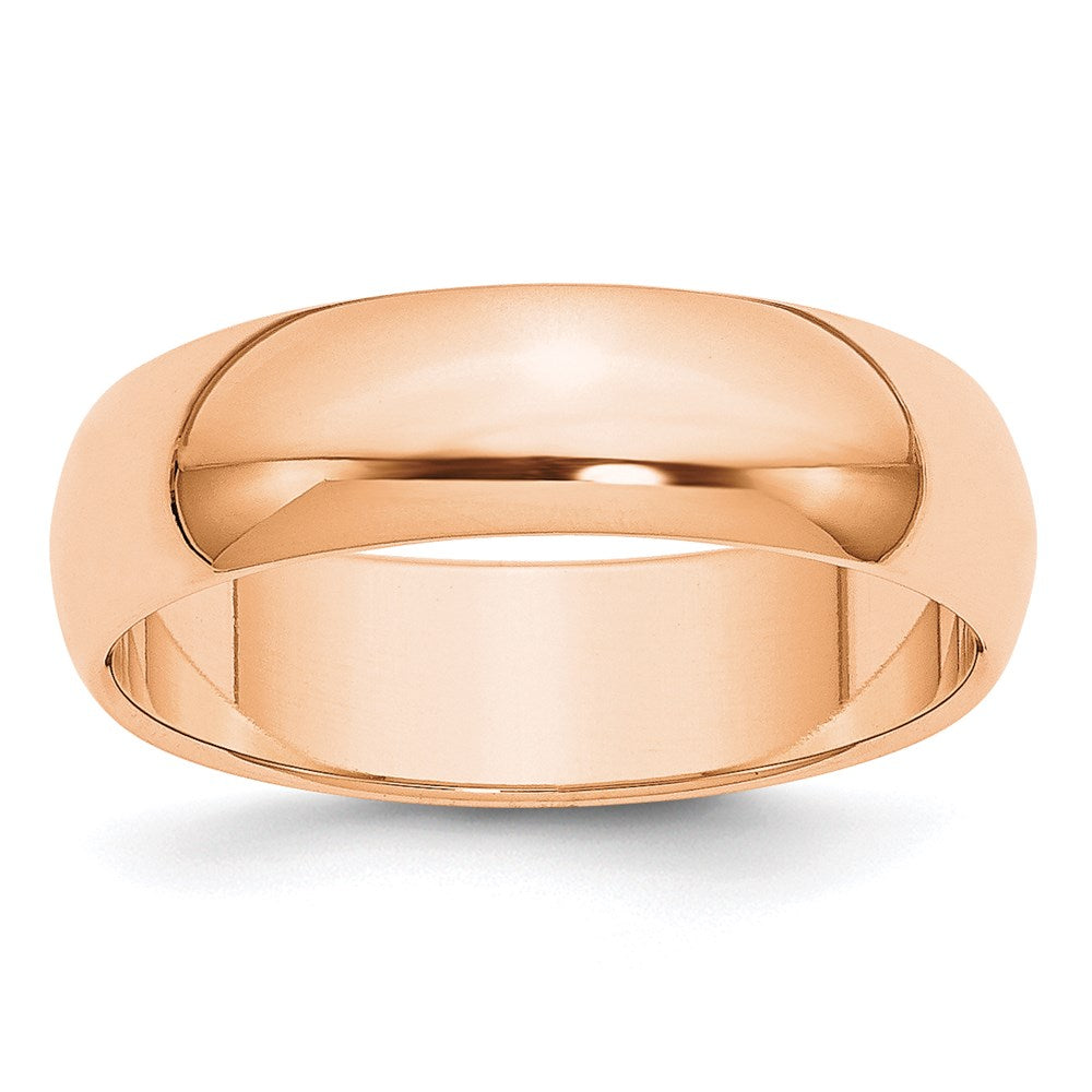 10k Rose Gold 6mm Half Round Wedding Band Size 6