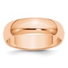 10k Rose Gold 6mm Half Round Wedding Band Size 9