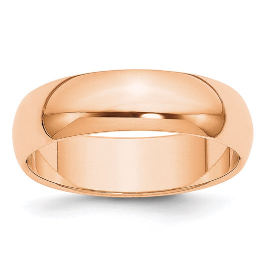 10k Rose Gold 6mm Half Round Wedding Band Size 11.5