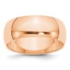 10k Rose Gold 8mm Half Round Wedding Band Size 6