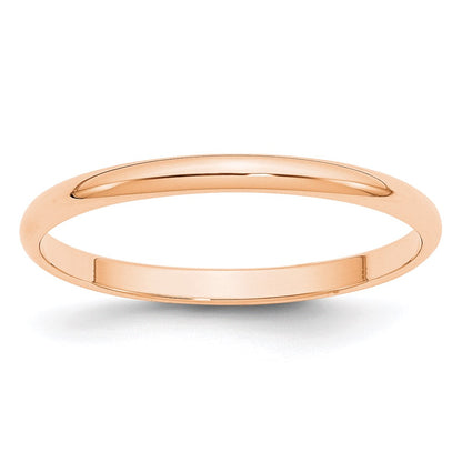 10k Rose Gold 2mm Lightweight Half Round Wedding Band Size 7.5