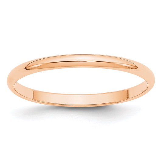 10k Rose Gold 2mm Lightweight Half Round Wedding Band Size 11.5