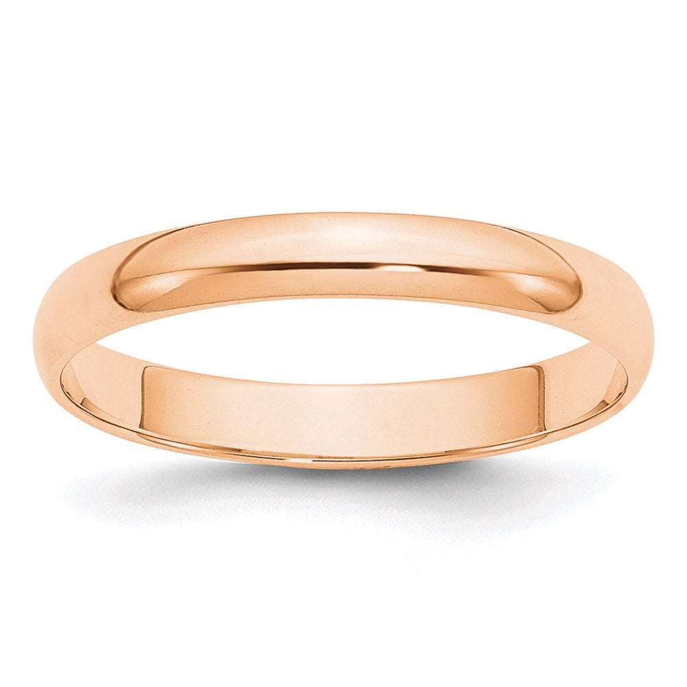 10k Rose Gold 3mm Lightweight Half Round Wedding Band Size 6.5