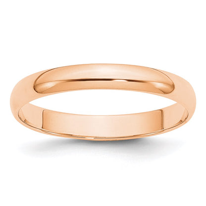 10k Rose Gold 3mm Lightweight Half Round Wedding Band Size 7.5