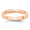 10k Rose Gold 3mm Lightweight Half Round Wedding Band Size 10