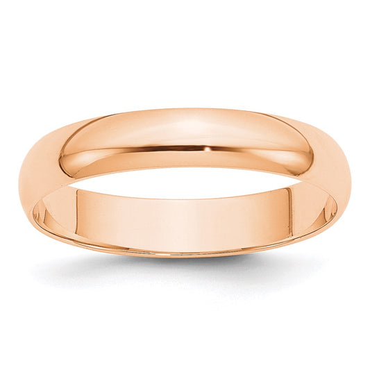 10k Rose Gold 4mm Lightweight Half Round Wedding Band Size 5