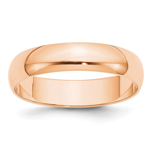10k Rose Gold 5mm Lightweight Half Round Wedding Band Size 10.5
