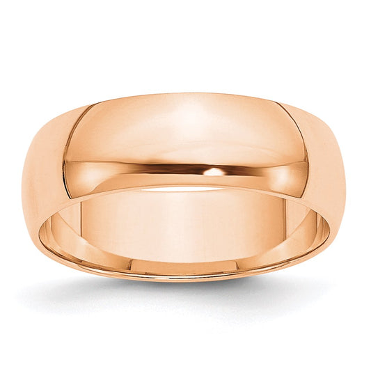 10k Rose Gold 6mm Lightweight Half Round Wedding Band Size 7.5
