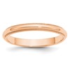 10k Rose Gold 3mm Milgrain Half Round Wedding Band Size 10