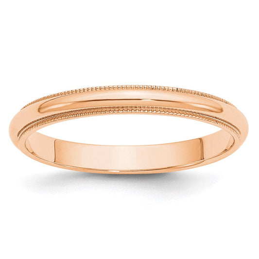 10k Rose Gold 3mm Milgrain Half Round Wedding Band Size 12