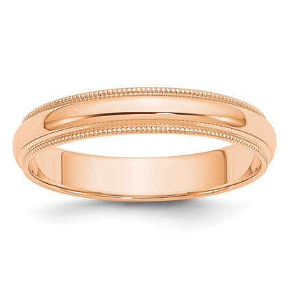 10k Rose Gold 4mm Milgrain Half Round Wedding Band Size 6.5