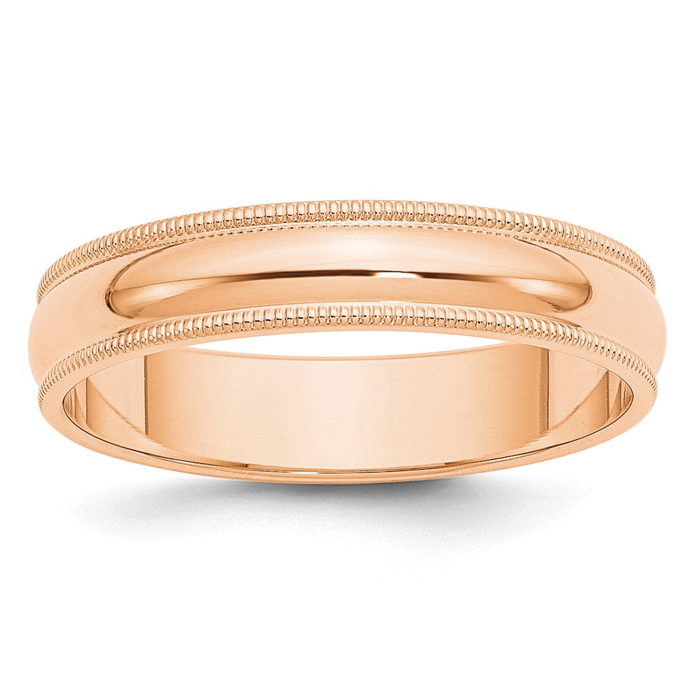10k Rose Gold 5mm Milgrain Half Round Wedding Band Size 7.5