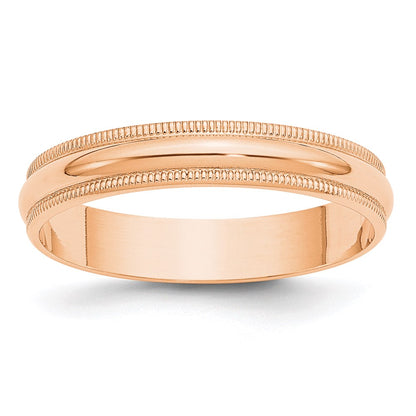10k Rose Gold 4mm Lightweight Milgrain Half Round Wedding Band Size 12.5