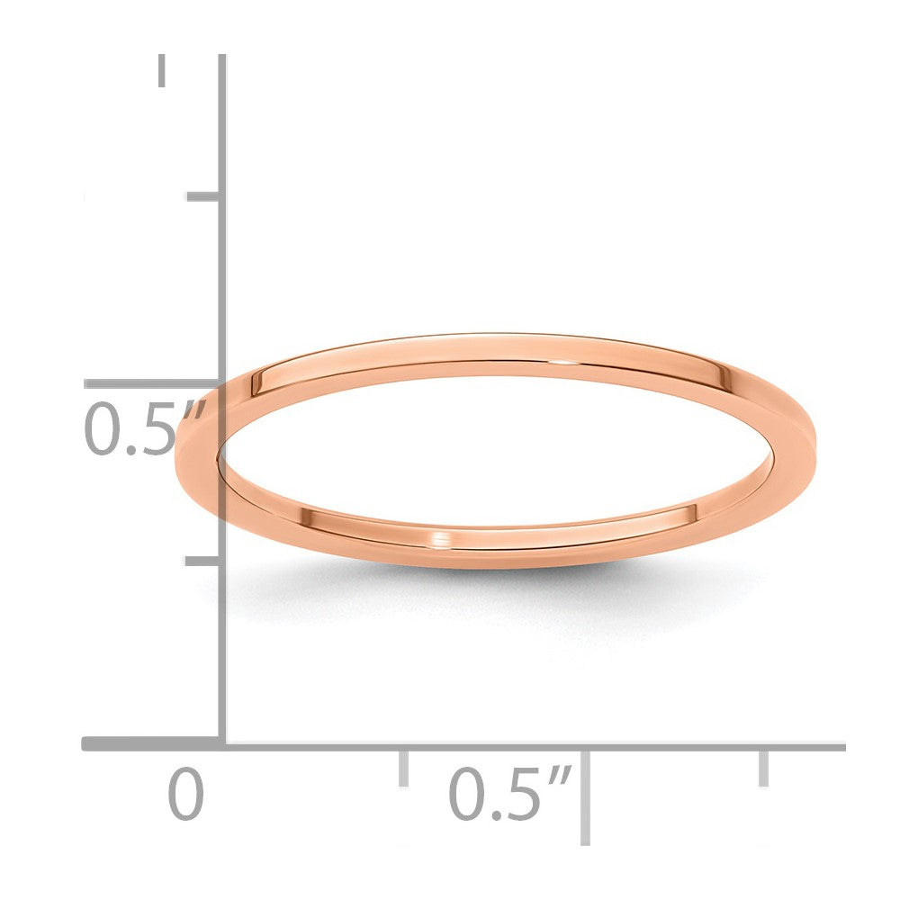 10K Rose Gold 1.2mm Flat Polished Stackable Band Size 7