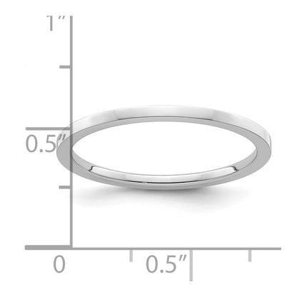 10K White Gold 1.2mm Flat Polished Stackable Band Size 7