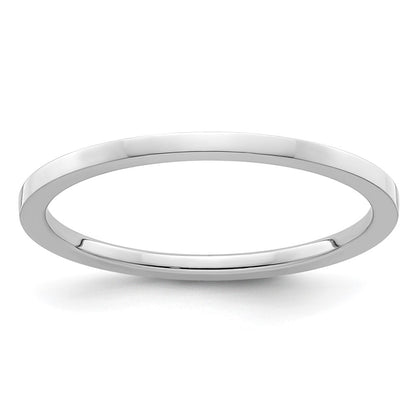 10K White Gold 1.2mm Flat Polished Stackable Band Size 8