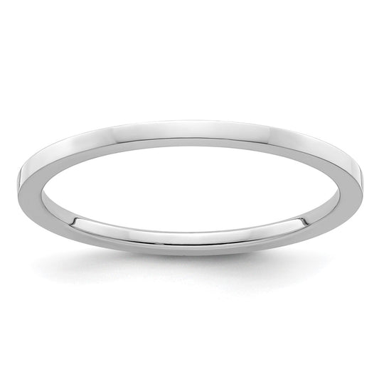 10K White Gold 1.2mm Flat Polished Stackable Band Size 8