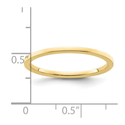 10K Yellow Gold 1.2mm Flat Polished Stackable Band Size 7