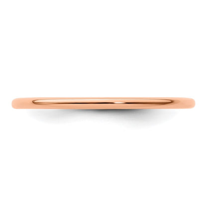 10K Rose Gold 1.2mm Half Round Polished Stackable Band Size 7.5