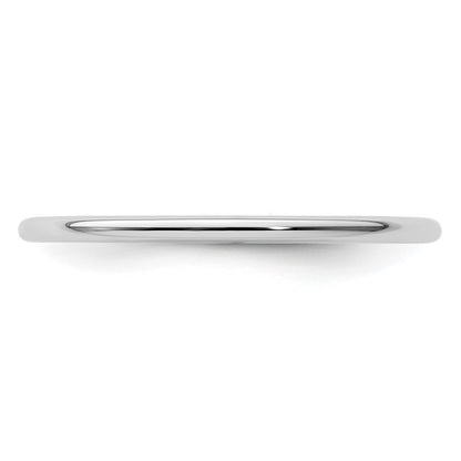 10K White Gold 1.2mm Half Round Polished Stackable Band Size 6