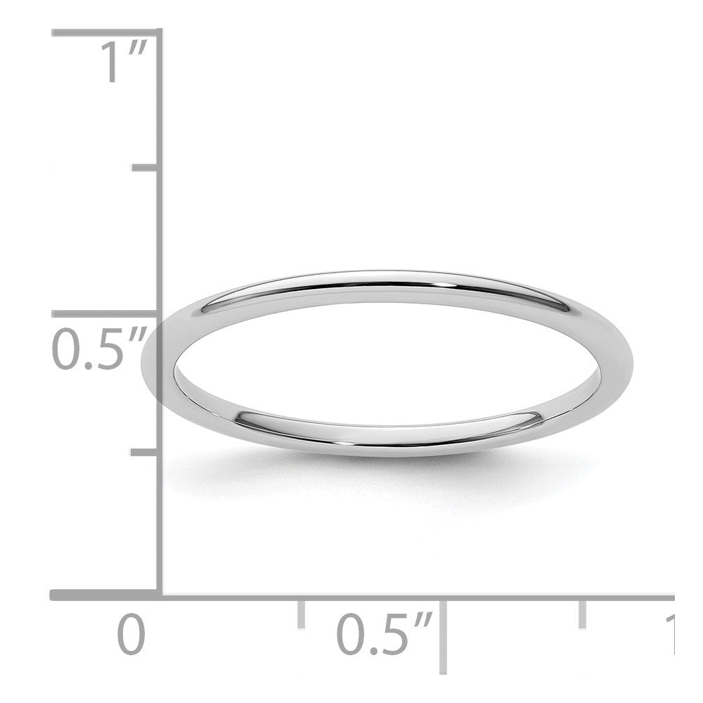 10K White Gold 1.2mm Half Round Polished Stackable Band Size 7.5