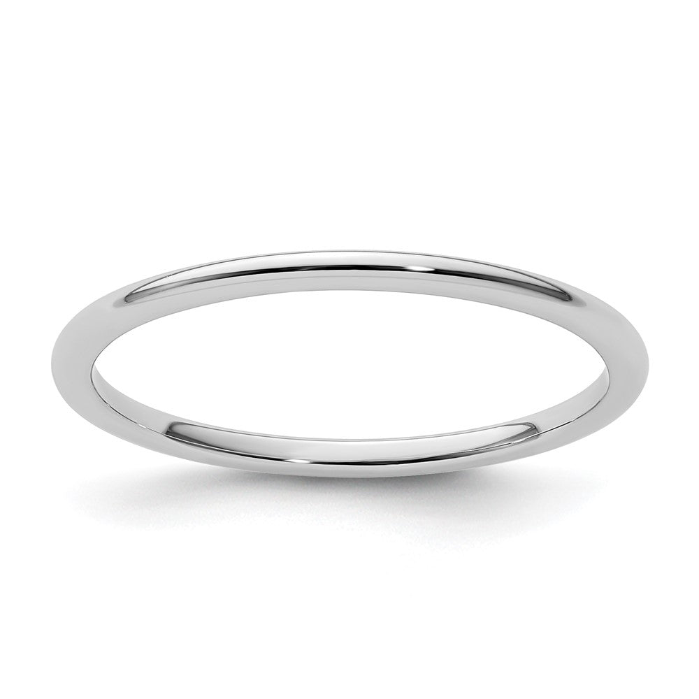 10K White Gold 1.2mm Half Round Polished Stackable Band Size 7.5