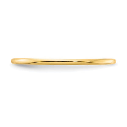 10K Yellow Gold 1.2mm Half Round Polished Stackable Band Size 8