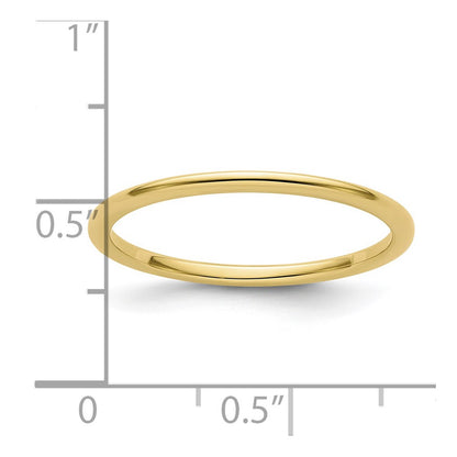 10K Yellow Gold 1.2mm Half Round Polished Stackable Band Size 5