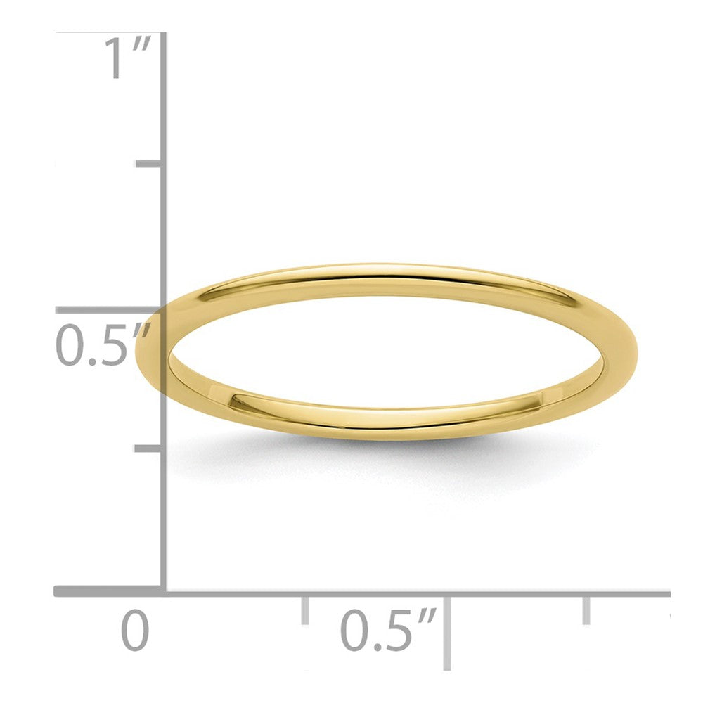10K Yellow Gold 1.2mm Half Round Polished Stackable Band Size 5.5