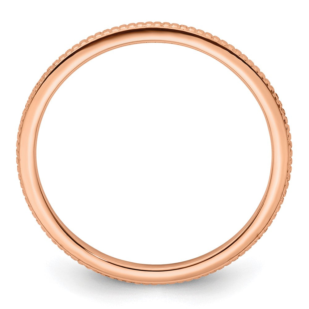 10K Rose Gold 1.2mm Beaded Stackable Band Size 6