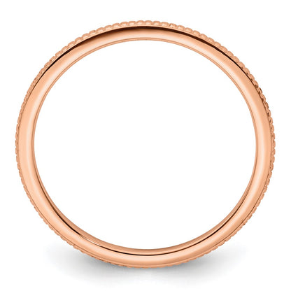 10K Rose Gold 1.2mm Beaded Stackable Band Size 6.5