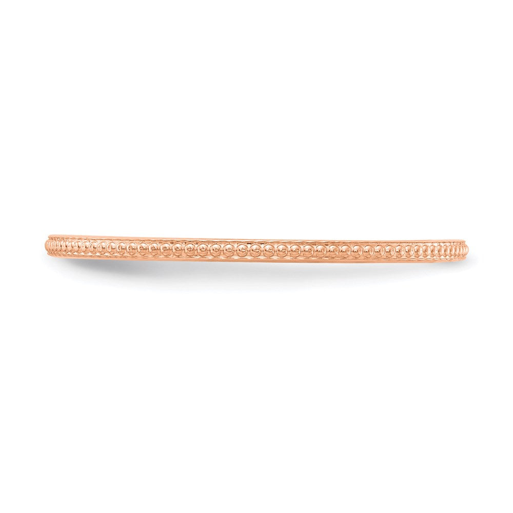 10K Rose Gold 1.2mm Beaded Stackable Band Size 5.5
