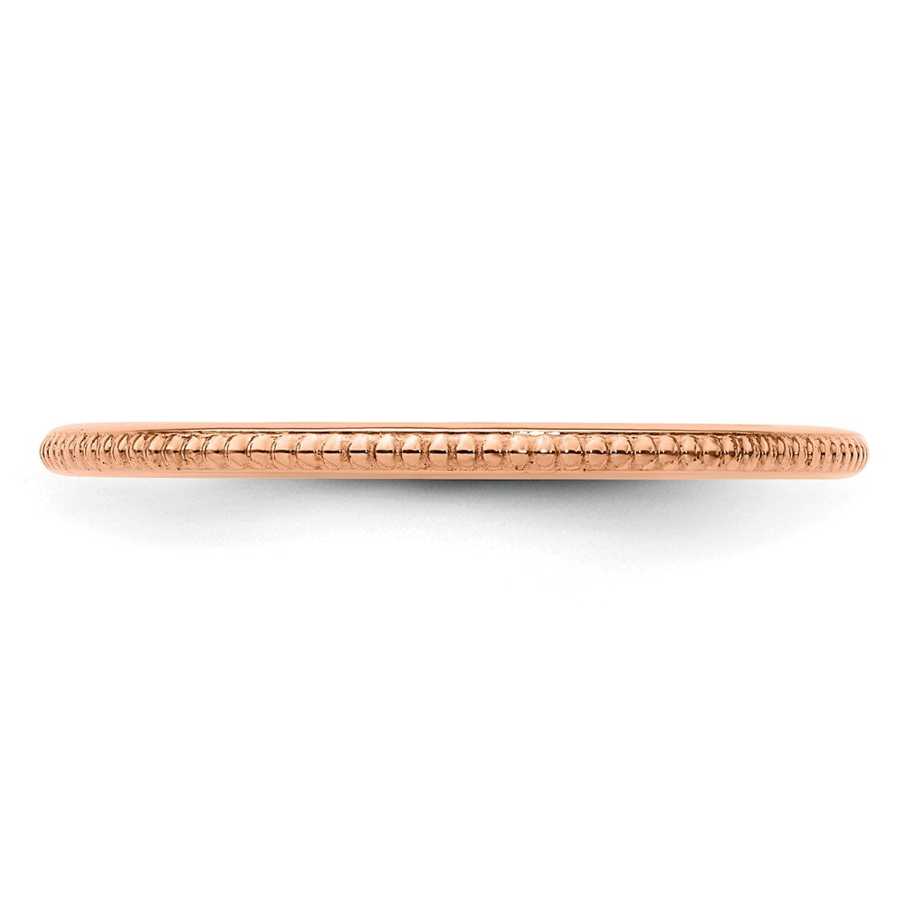 10K Rose Gold 1.2mm Beaded Stackable Band Size 8