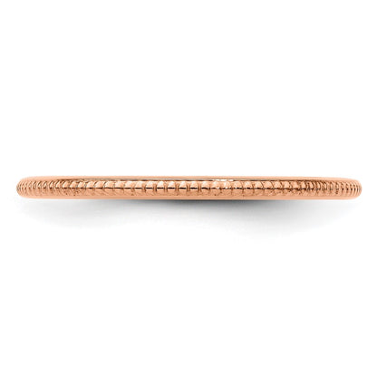 10K Rose Gold 1.2mm Beaded Stackable Band Size 5