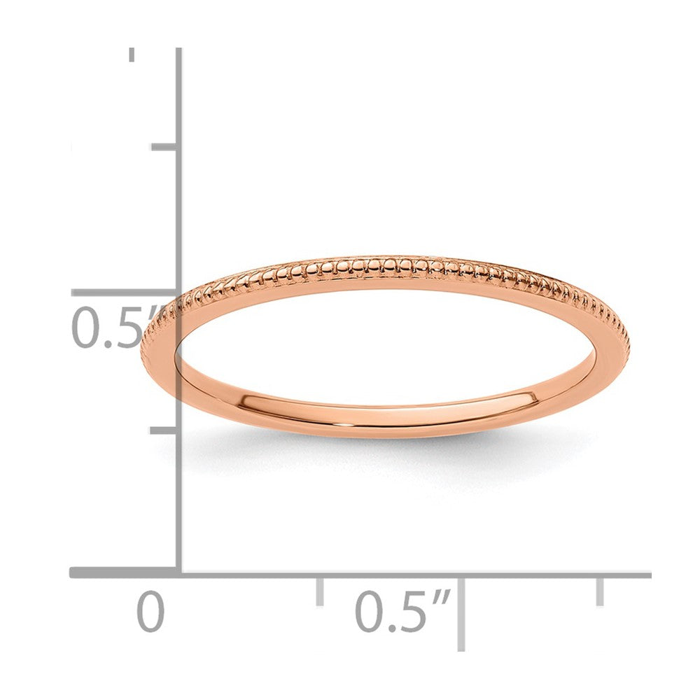 10K Rose Gold 1.2mm Beaded Stackable Band Size 5.5